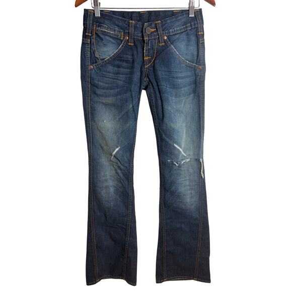 True Religion Denim - True Religion Joey Flare Jeans Size 26 Made USA Low Rise Distressed Cotton EUC